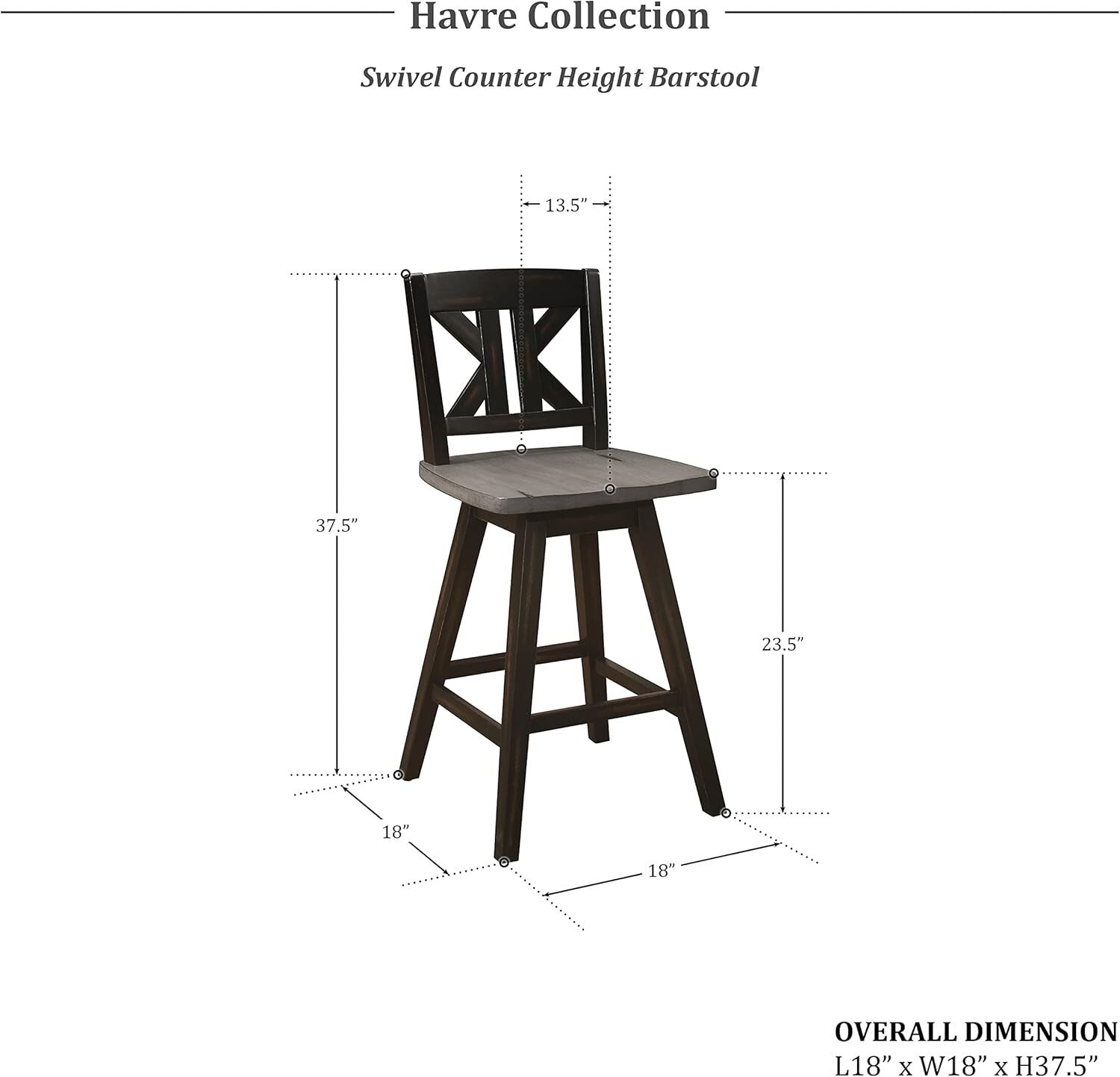 Elegant Black X-Back Swivel Bar Stools - Counter Height Set of 2 for Kitchen