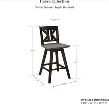 Load image into Gallery viewer, Elegant Black X-Back Swivel Bar Stools - Counter Height Set of 2 for Kitchen