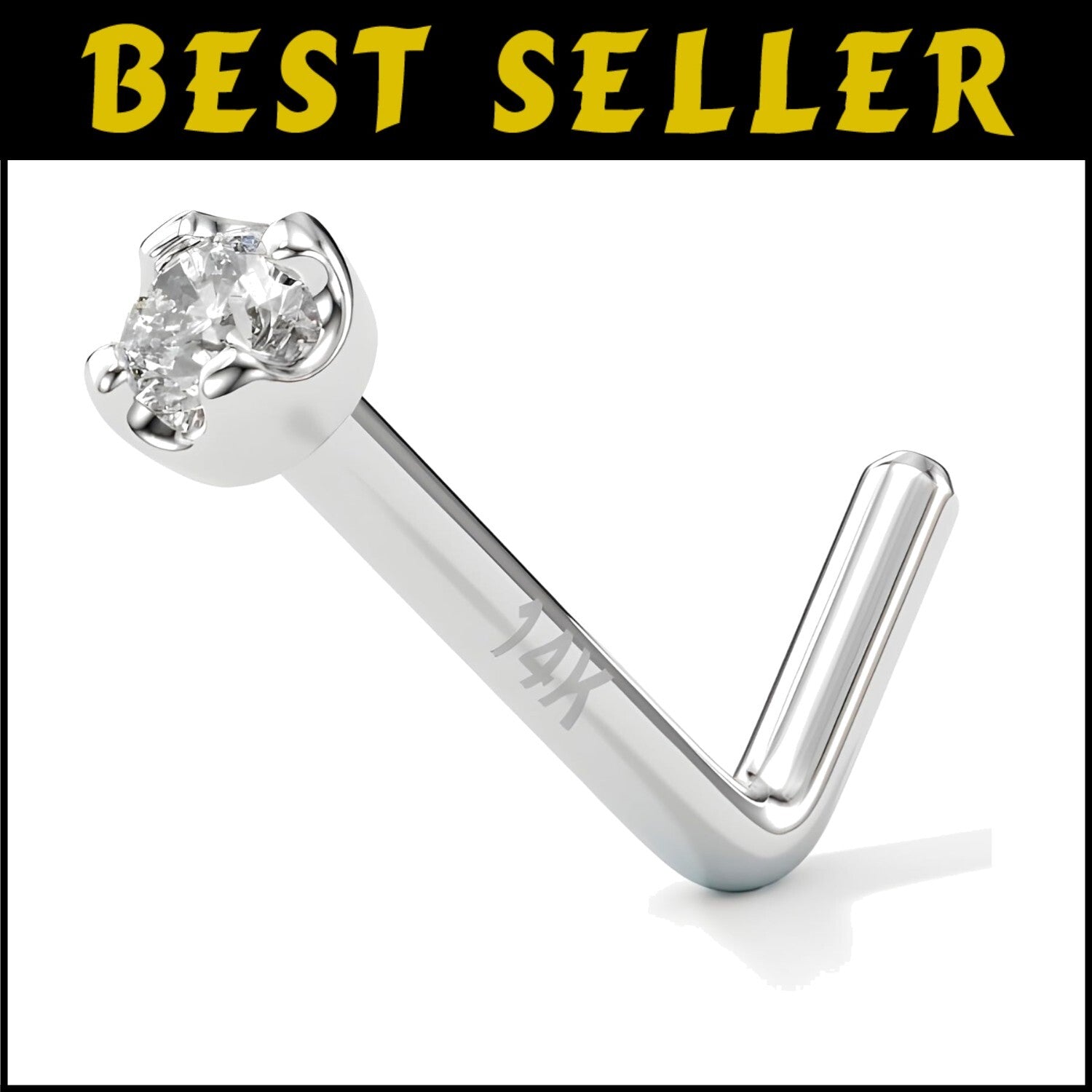 Elegant 14K Gold Nose Ring Studs with 1.5mm Diamond - 20 Gauge Piercing Jewelry