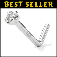 Load image into Gallery viewer, Elegant 14K Gold Nose Ring Studs with 1.5mm Diamond - 20 Gauge Piercing Jewelry
