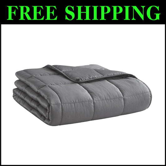 Breathable Dark Grey Weighted Blanket - 48"x72" Twin Full Size Comfort