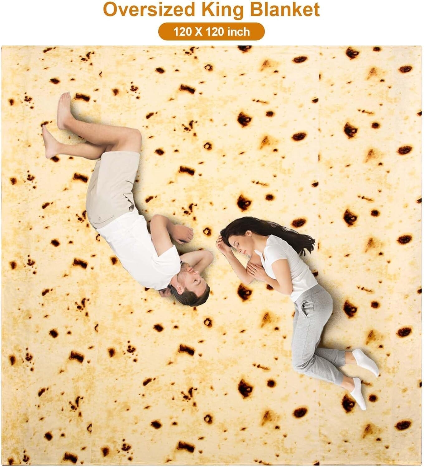 Double-Sided Burrito Tortilla Blanket - 120” Giant Cozy Decor for All Seasons