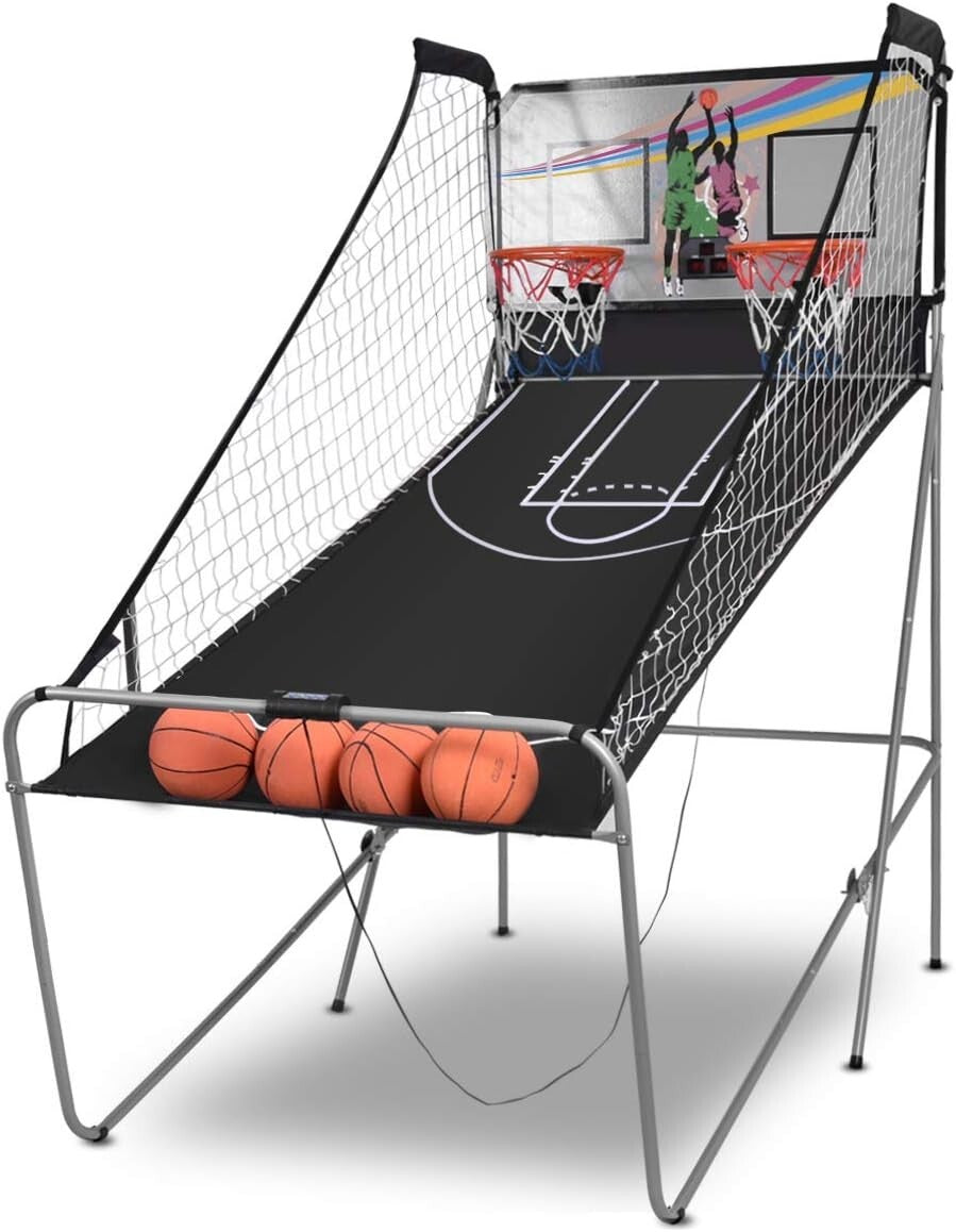 Electronic Double Shot Basketball Game with 4 Balls & Competitive Scoring System