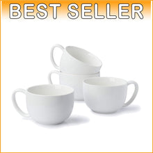 Load image into Gallery viewer, Set of 4 Elegant 22oz Porcelain Coffee Mugs - Microwave Safe for Daily Use