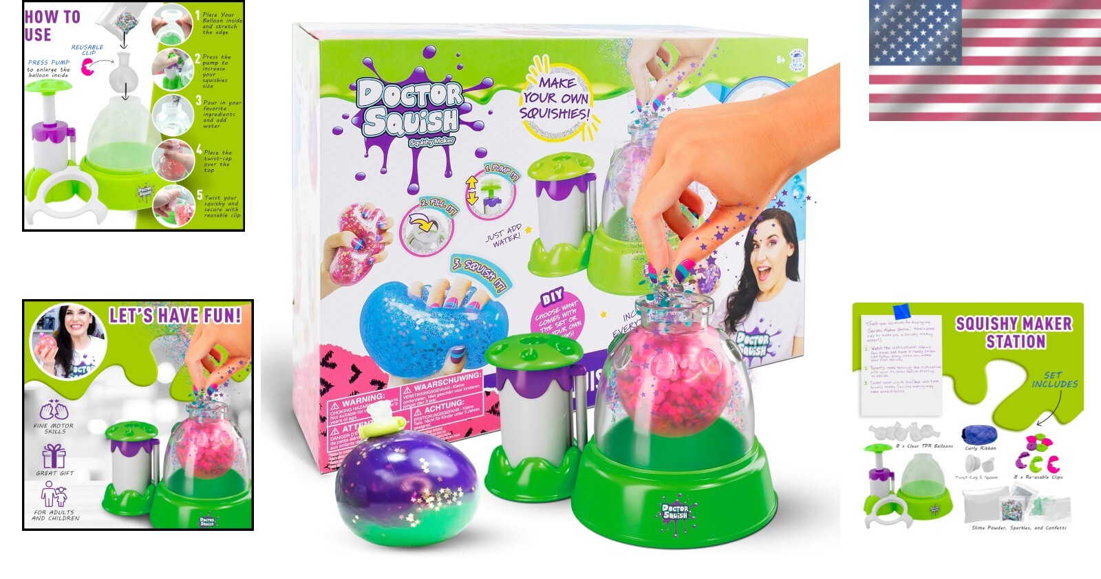 Customizable Squishy Maker Station with Glitter, Confetti & Reusable Clips