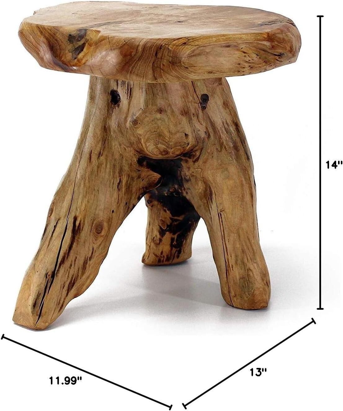 Compact 14" Tree Stump Stool with Unique Shape - Ideal Plant or End Table