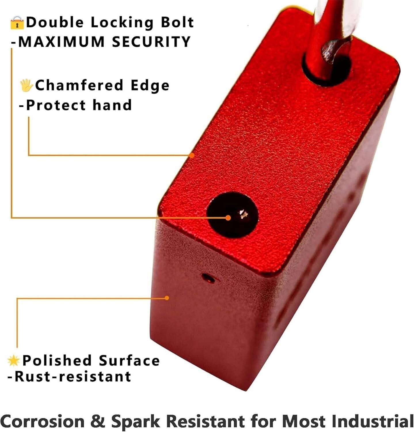 High-Tech Double-Locking Aluminum Padlocks, Red - 24 Units for Lock-Out Security