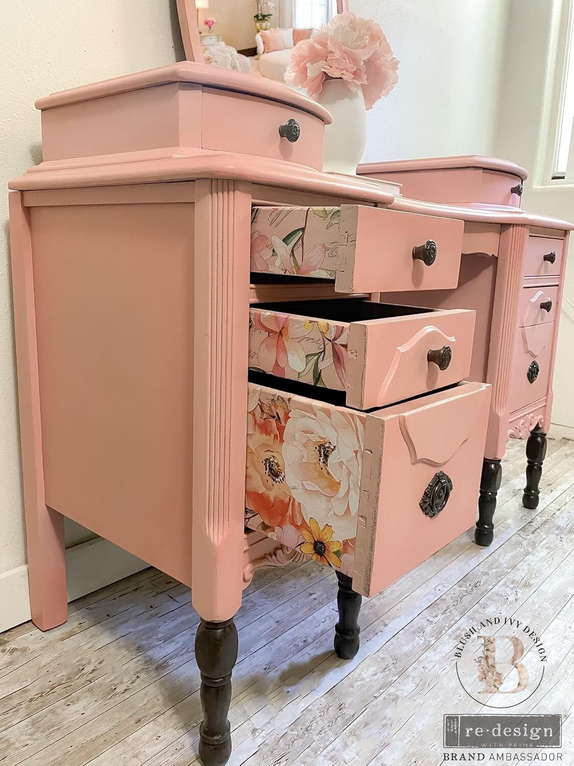 Elegant Floral Decor Transfer - 30 x 44 Inches for Versatile Interior Design