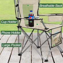 Load image into Gallery viewer, Heavy-Duty Camping Chair with Retractable Canopy &amp; Extra Storage for Outdoors
