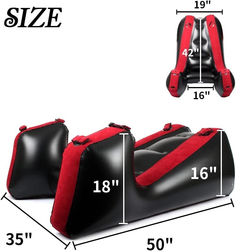 Portable Inflatable Lounge Chair in Red - Foldable Sofa for Bedroom Relaxation