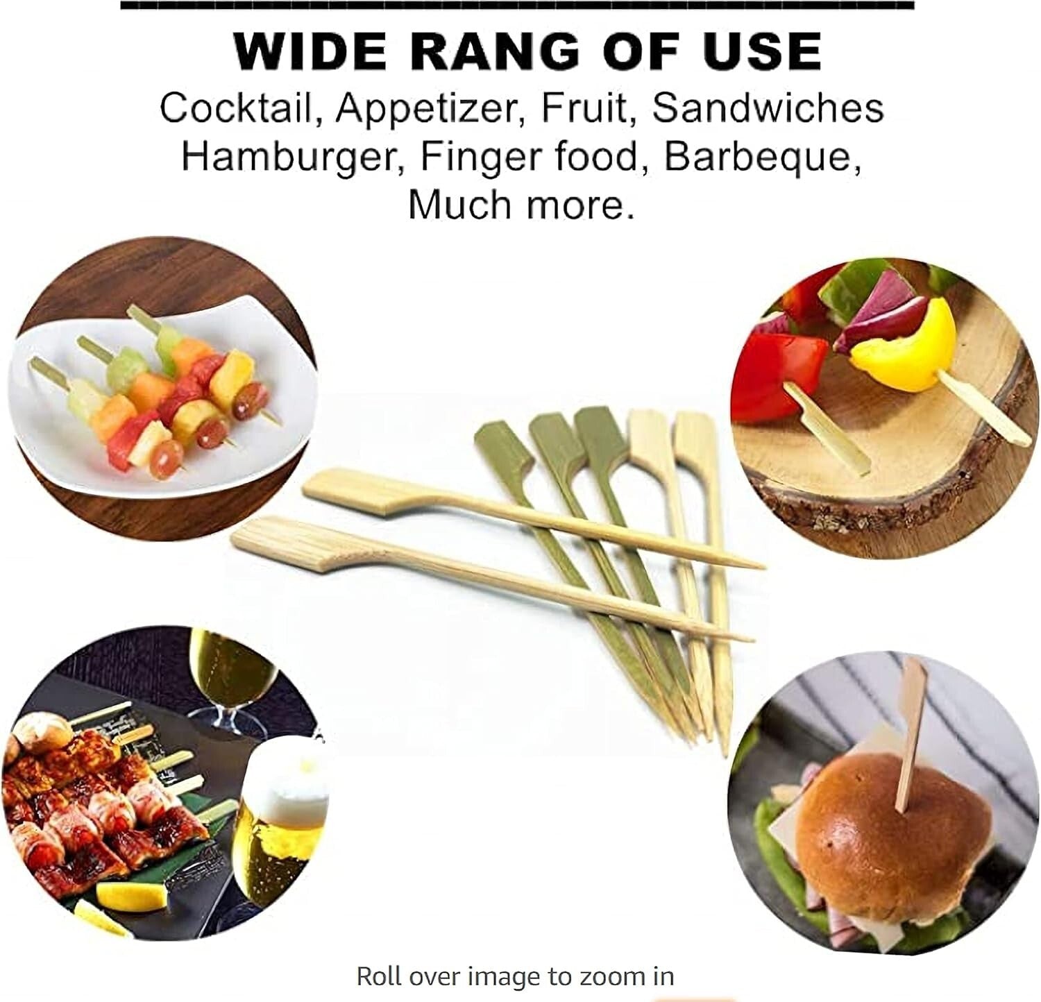 1000 Pack Eco-Friendly 6 Inch Bamboo Skewers for Elegant Cocktails & Appetizers