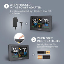 Load image into Gallery viewer, Modern Black Wireless Weather Station with Temperature, Humidity &amp; Time Display