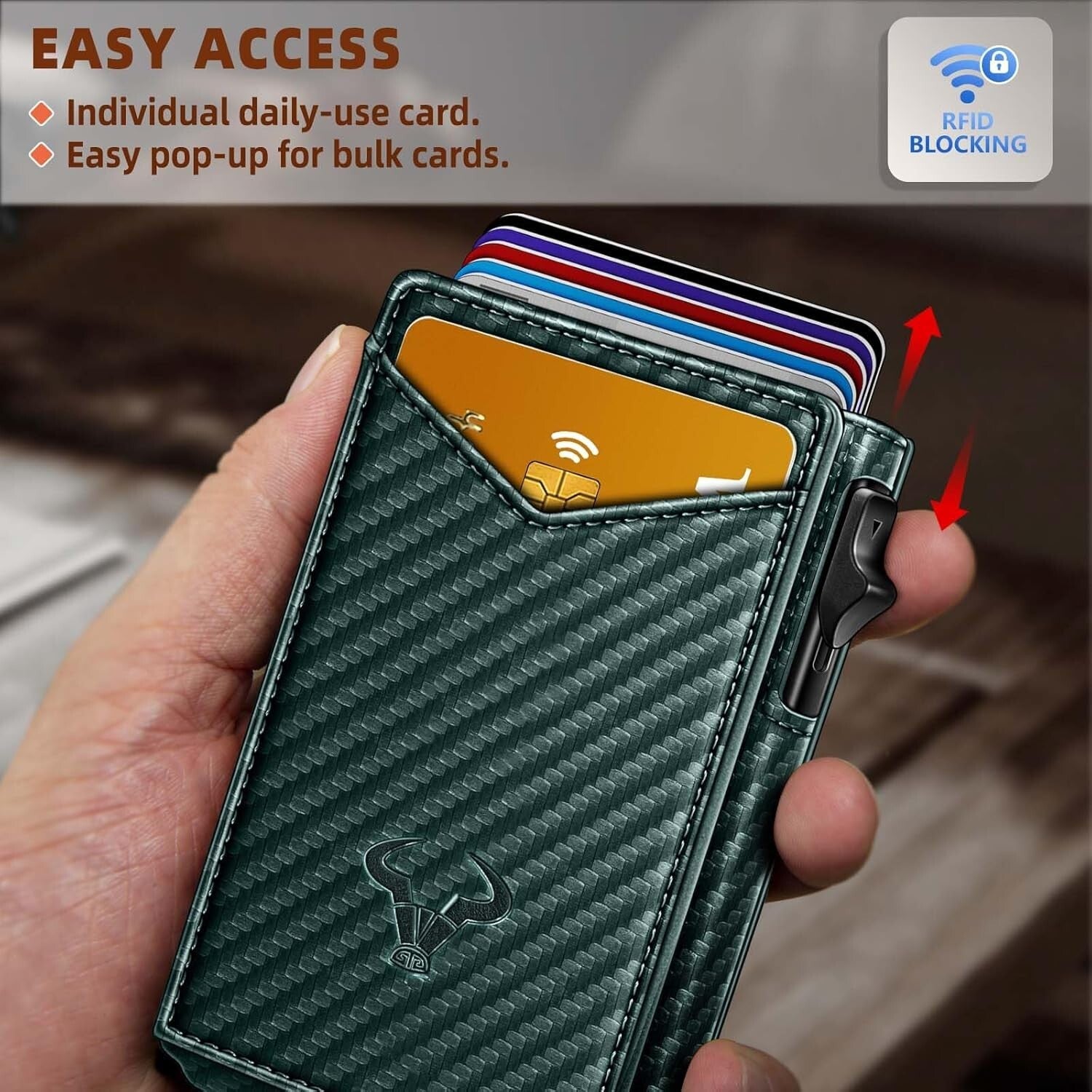 Men's Gift Wallet - Slim Carbon Fiber Case with Magnetic Closure & 9 Card Slots