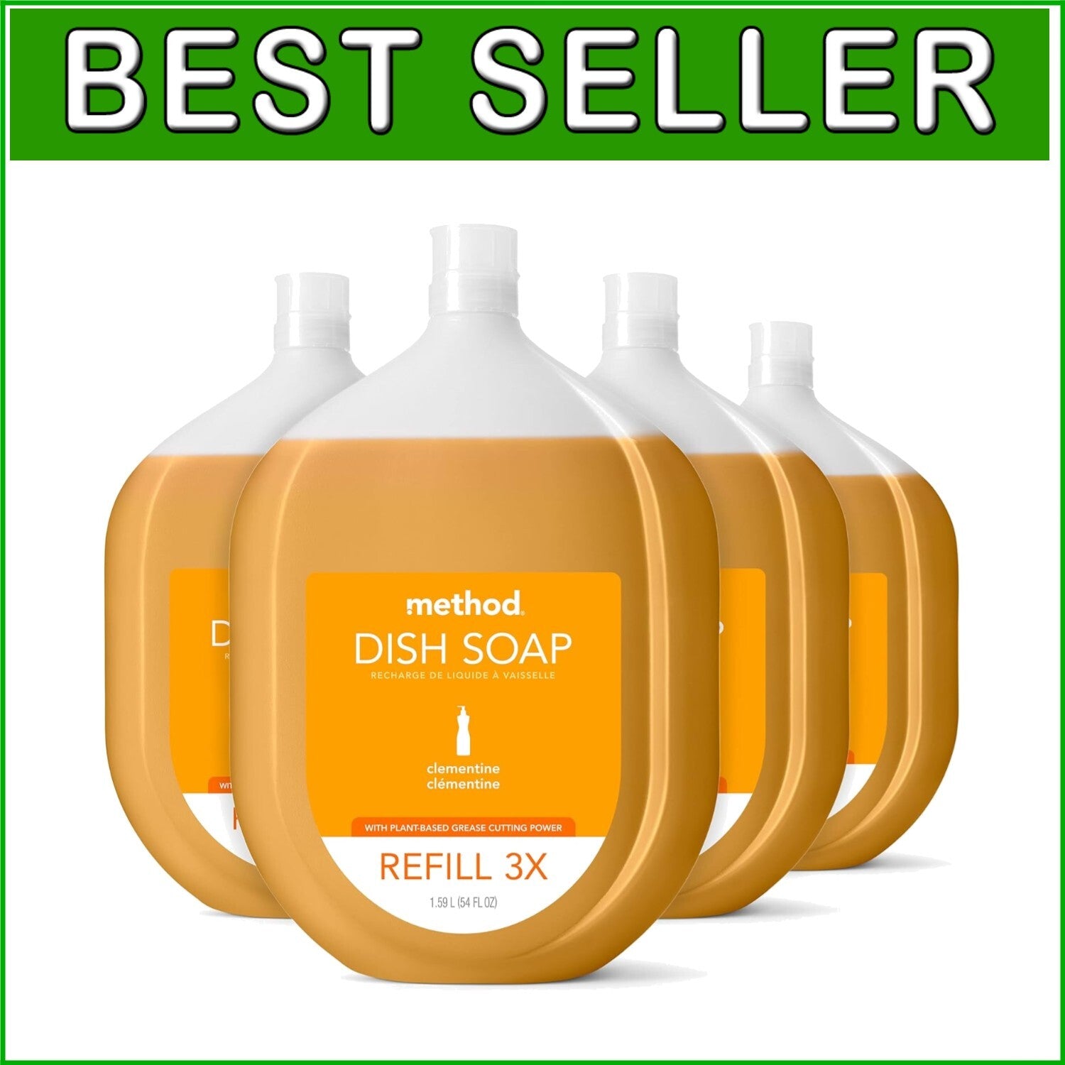 Clementine Scent All-Natural Gel Dish Soap Refill - 54 Oz - Eco Waste Reduction