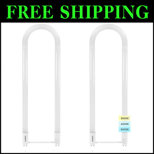 Energy-Efficient T8 U-Bend LED Tube Light, 2-Pack - 3500K/4000K/5000K, G13 Base