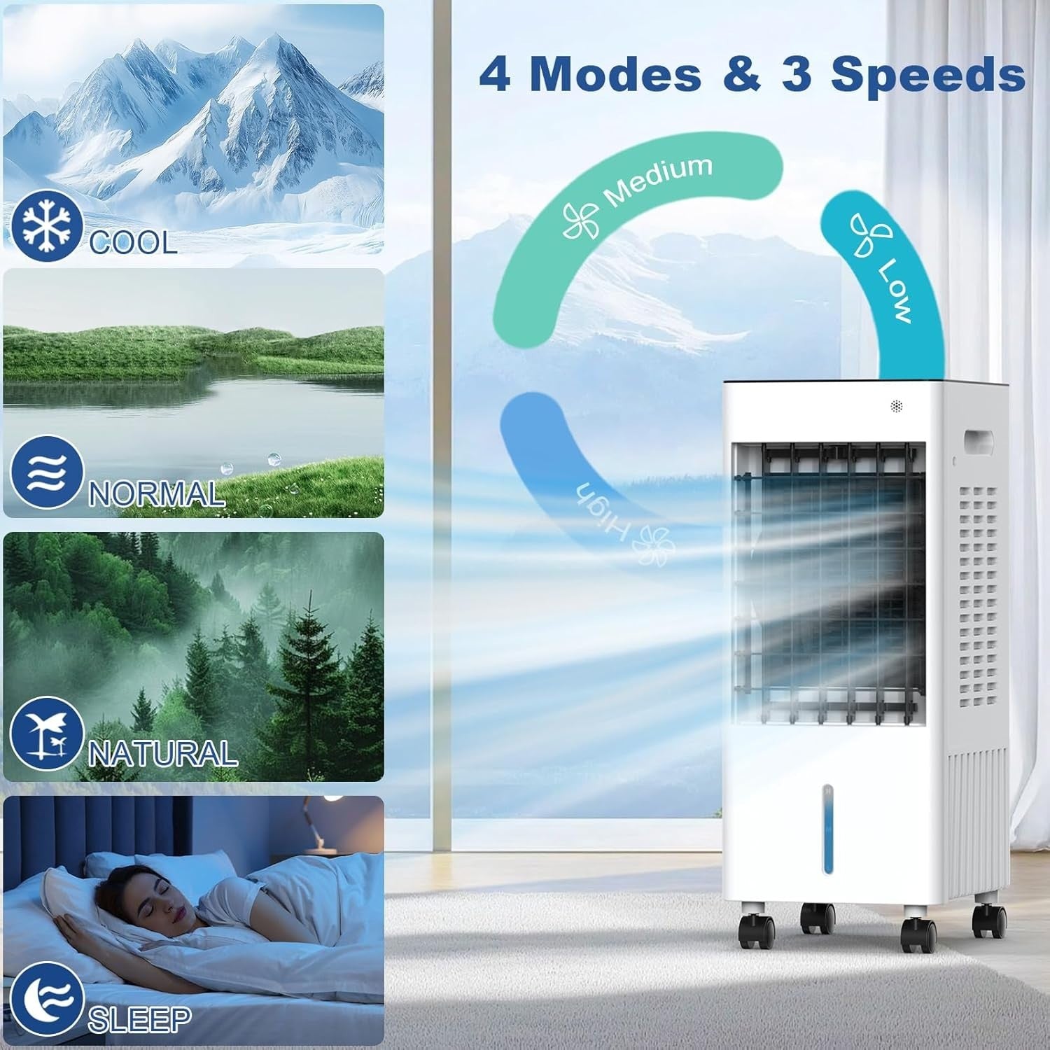 2025 Upgraded 3-in-1 Portable Air Conditioner with 2.6 Gal Tank, Remote Control