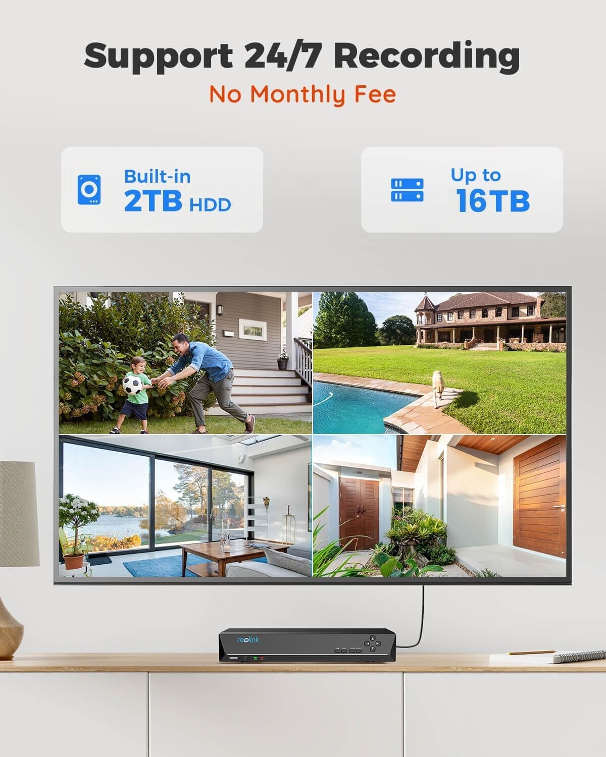 5MP Security Camera System - 24/7 Recording with Smart Detection & Night Vision