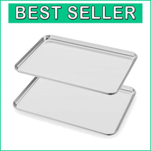 Load image into Gallery viewer, Versatile Baking Sheet Set - 2 Pack Stainless Steel Cookie Pans 20L x 14W