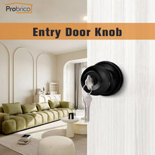 Load image into Gallery viewer, Flat Black Keyed Alike Round Door Knobs – 4 Pack Stainless Steel Security