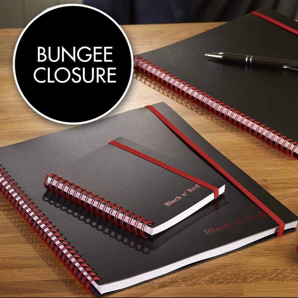 Lightweight Black n' Red Notebook with 70 Ruled Pages - Perfect for On-the-Go