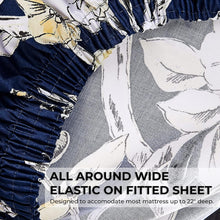 Load image into Gallery viewer, Traditional Floral King Bed Sheet Set: 300-Thread Count Cotton with Deep Pockets