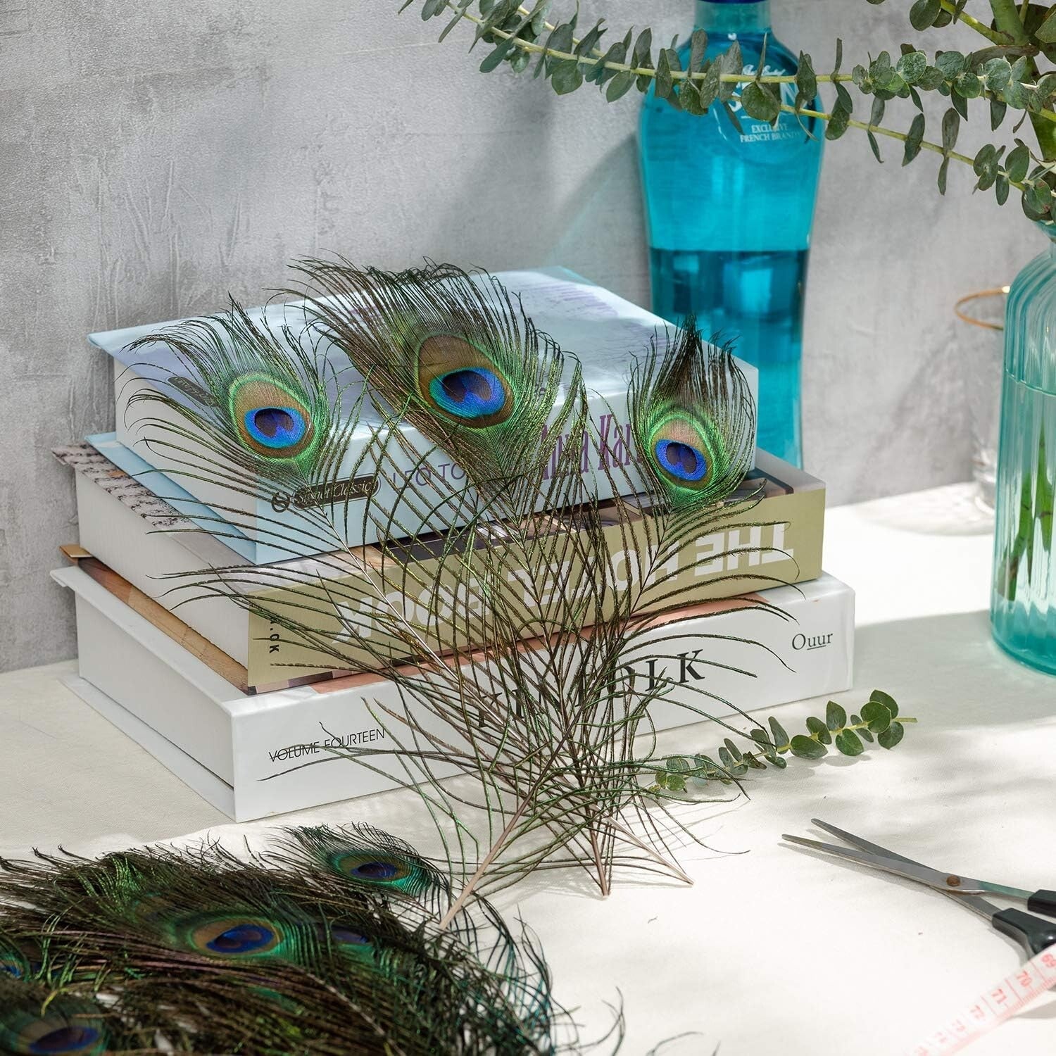 Genuine 100 Pack of Natural Peacock Feathers - Iridescent 16-18 Inch Lengths