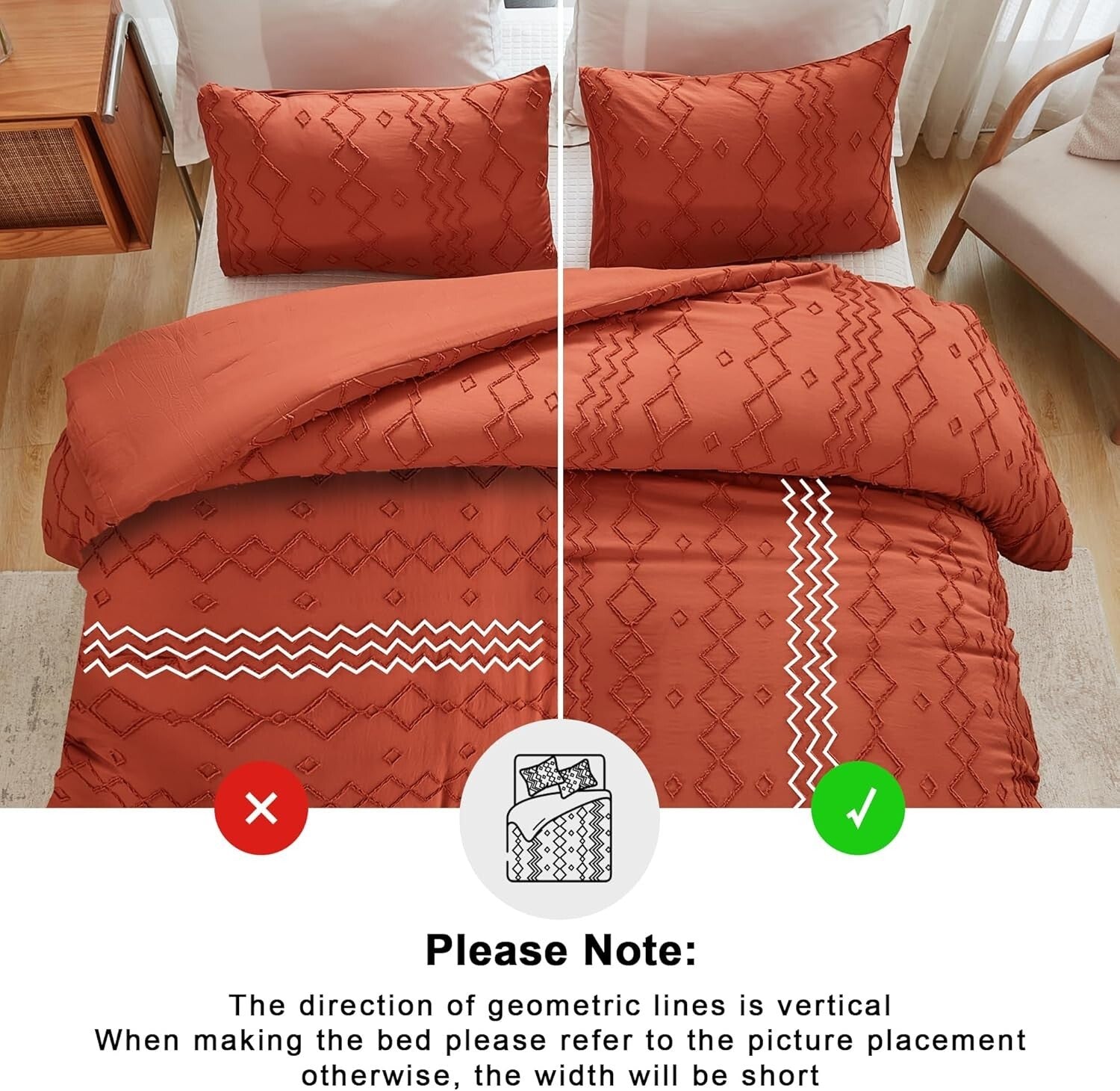 Luxurious 3-Piece Tufted Comforter Set in Terracotta - King Size Cozy Elegance