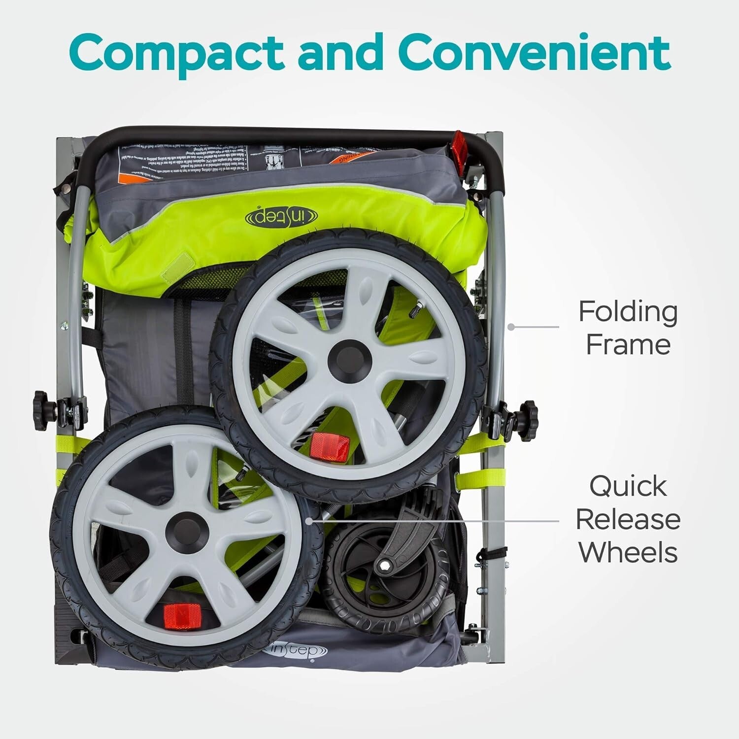 Safe Double Child Tow-Behind Bicycle Trailer with 16-Inch Tires - Easy Transport