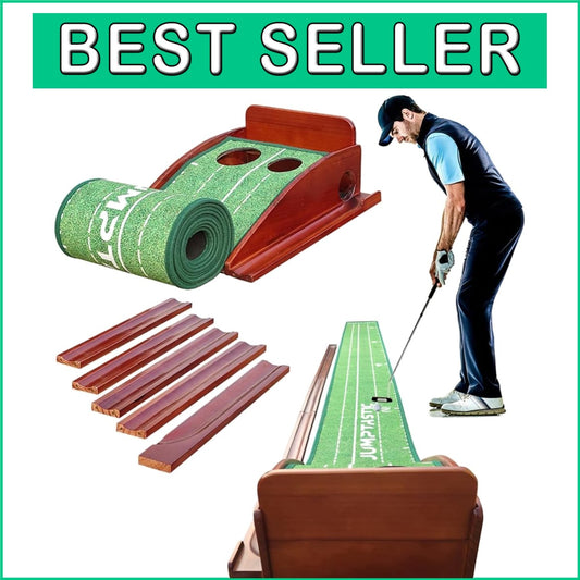 Foldable Indoor Putting Mat with Ball Return & Distance Marks for All Golfers