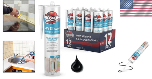 Professional-Grade Black Silicone Caulk - 12x10.1 fl. oz. for All Applications