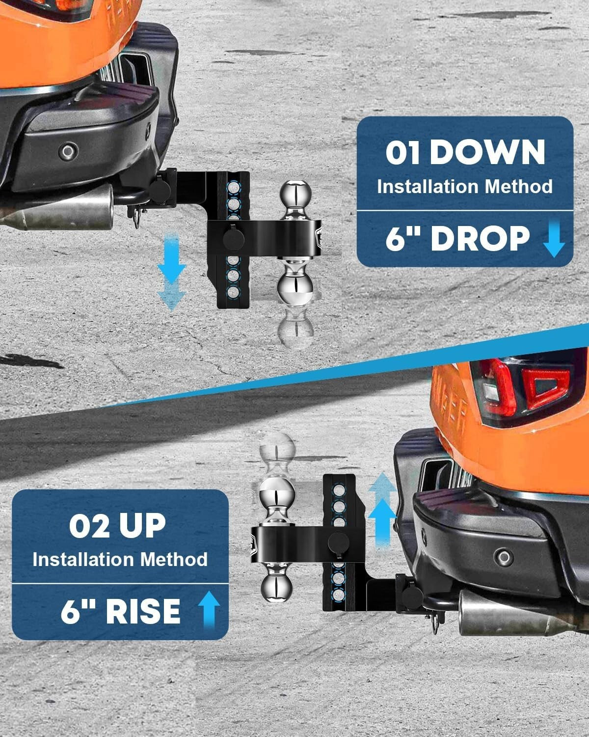 High-Strength 6" Adjustable Tow Hitch for RVs & Trailers - Locking Pin Included