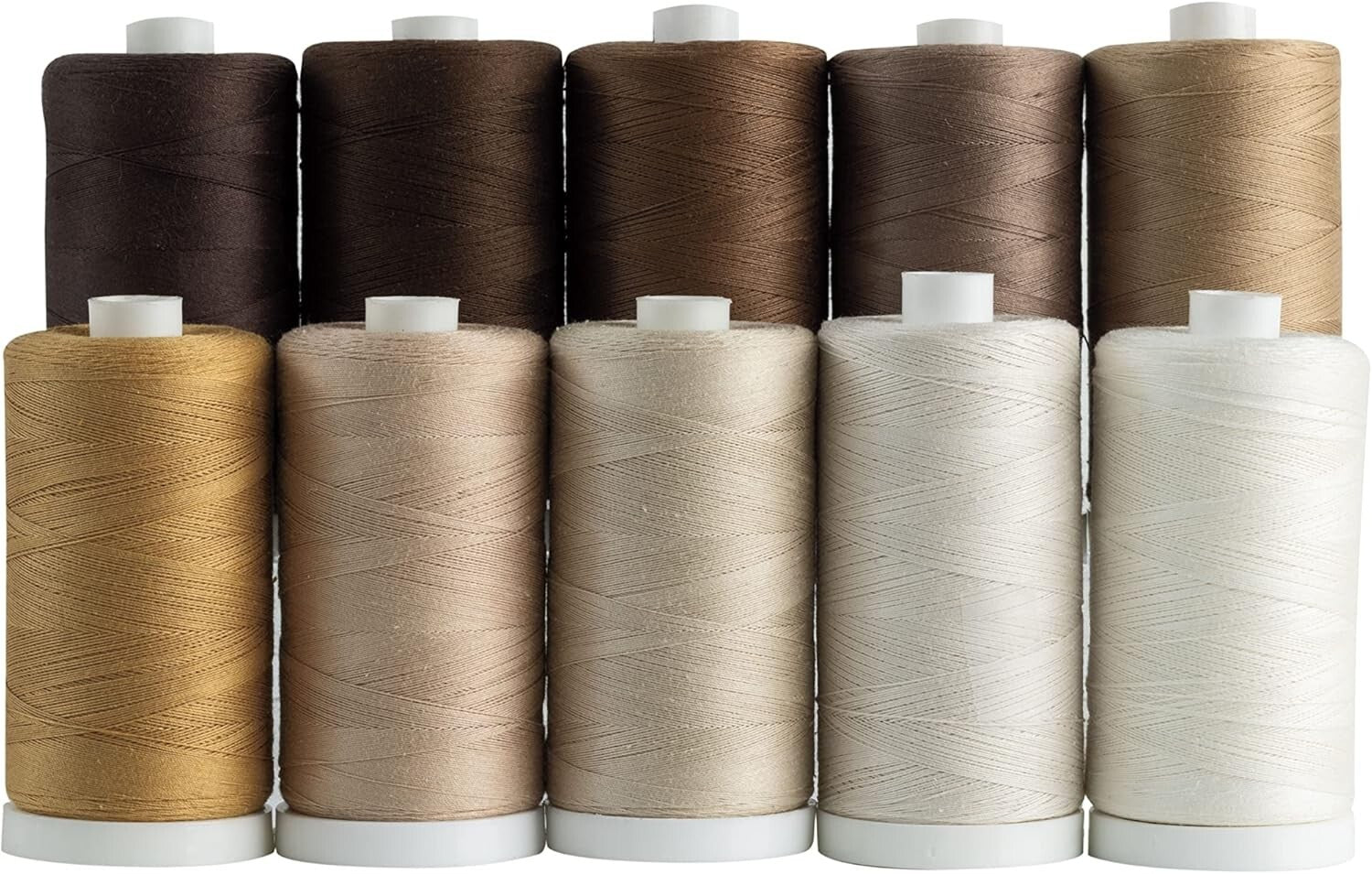 Assorted Neutral Thread Set - 10 Spools of 1200 Yard 100% Cotton for Crafting
