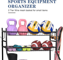 Load image into Gallery viewer, Multifunctional Sports Equipment Garage Organizer with Storage Bins &amp; Bat Rack