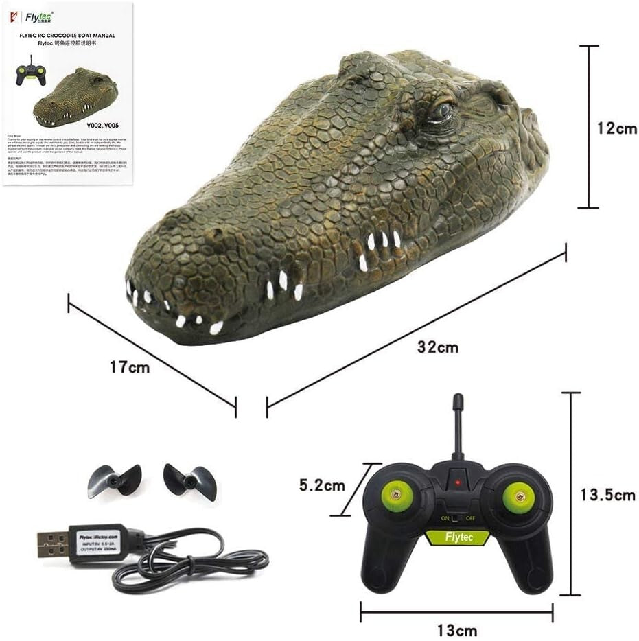 Large RC Alligator Head Boat - Rechargeable Prank Toy for Lakes & Pools