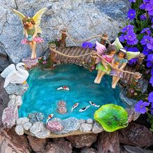 Load image into Gallery viewer, Whimsical Fairy Garden Accessories - Koi Pond, Bridge &amp; 6 Characters Included