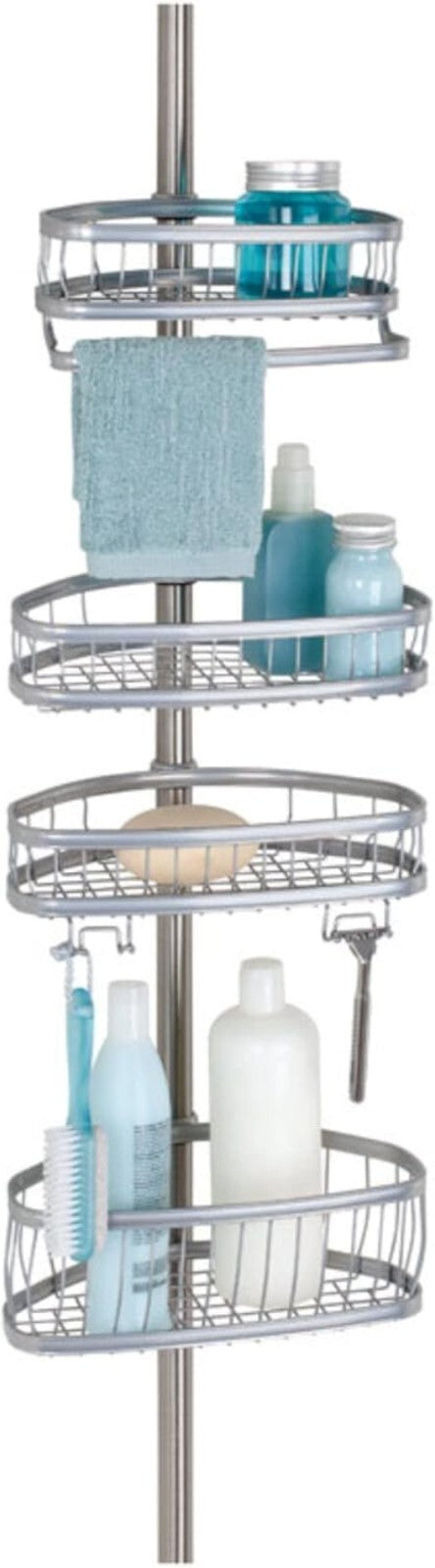 Elegant York Corner Shower Rack, Rust-Resistant & Adjustable for Smart Storage