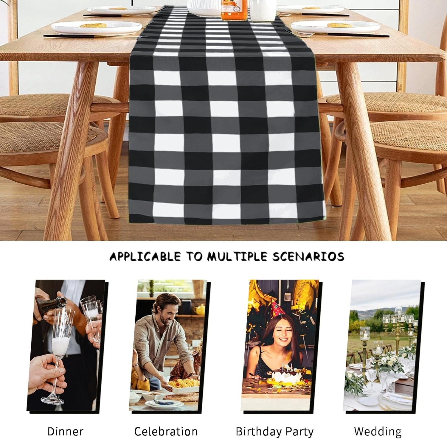 Fashionable 12-Pack Gingham Table Runners 14" x 108" for Stylish Dining Events
