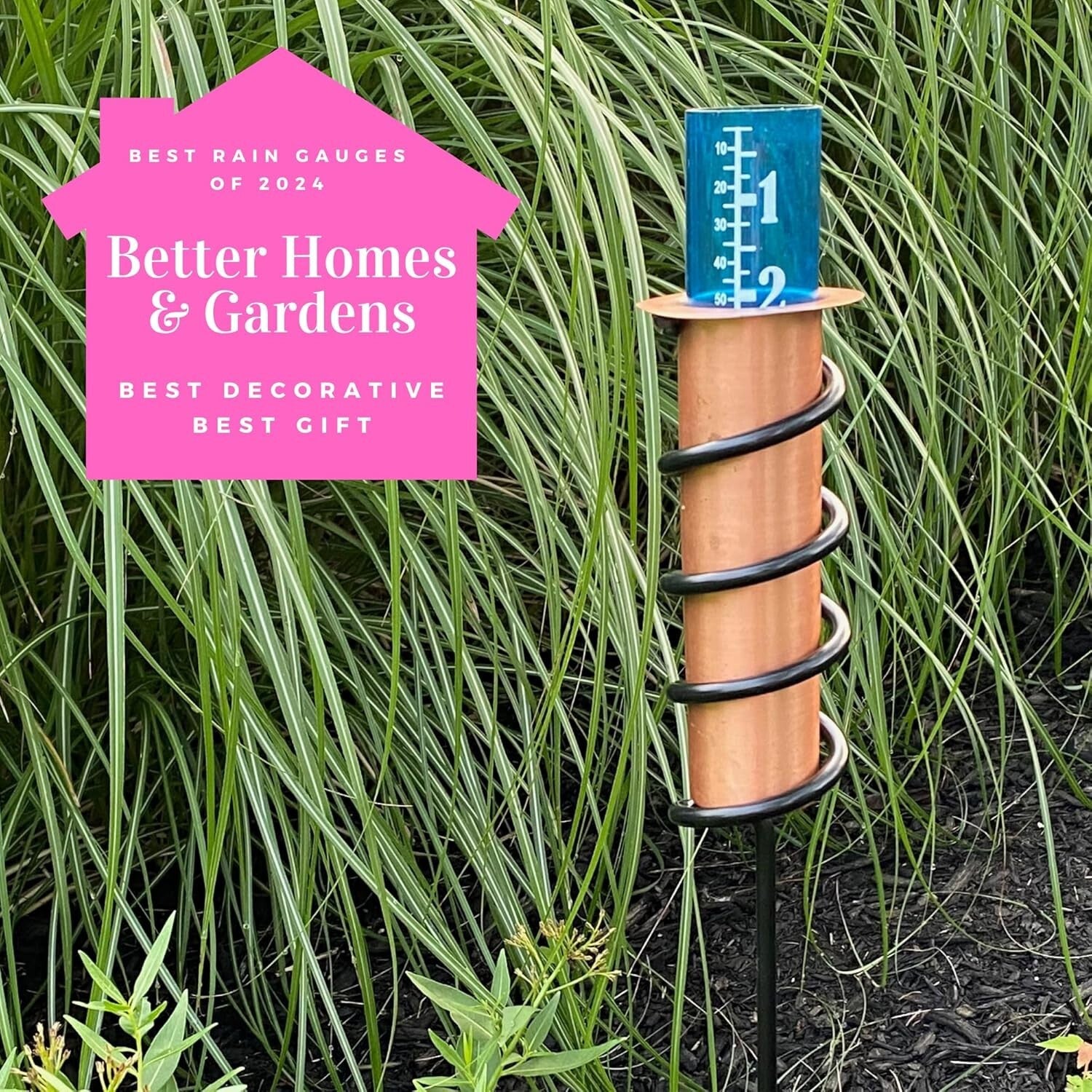 Durable Outdoor Rain Gauge with Shatterproof Tube - Copper Finish & Stable Mount