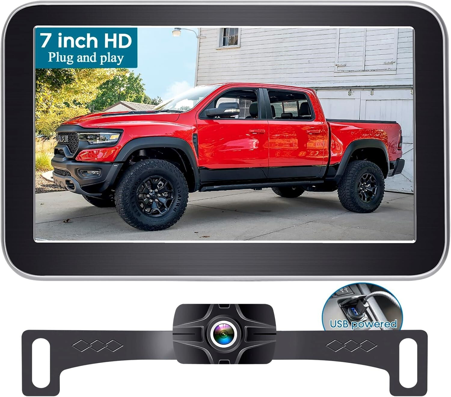 IP69 Waterproof Truck Backup Camera with 7-Inch Clear Monitor for Safe Parking