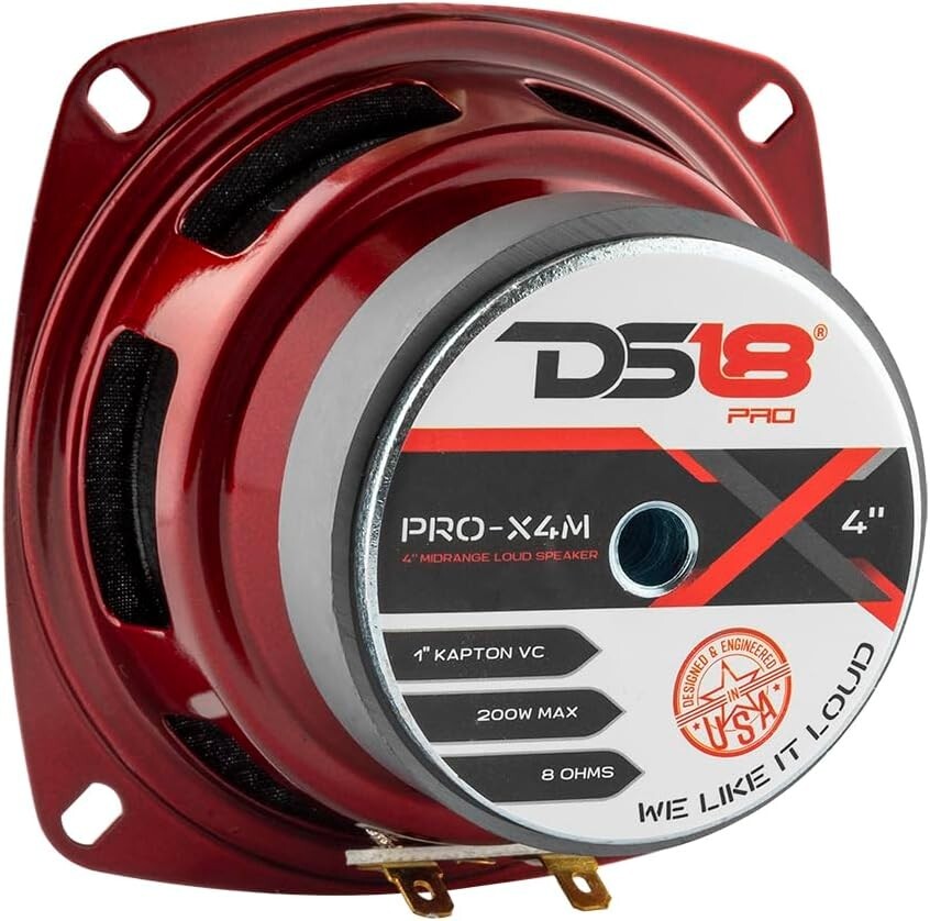 Classic Red Steel 4-Inch Loudspeaker - 90dB Sensitivity for Superior Audio