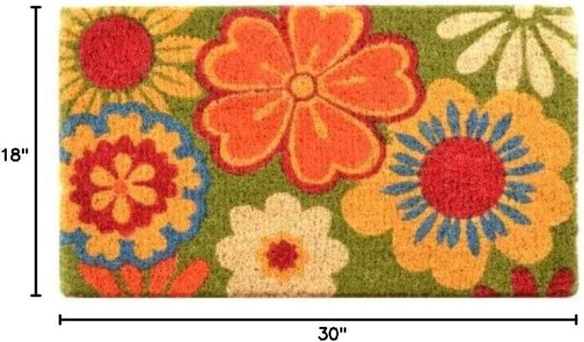 Vibrant Summer Flowers Doormat - Durable Coir Mat for Seasonal Charm - 18"x30"