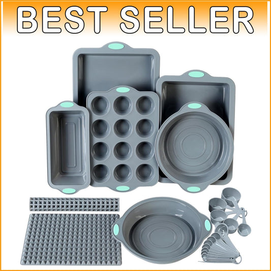 Durable 8-In-1 Silicone Baking Set with Reinforced Cake Pans and Measuring Cups