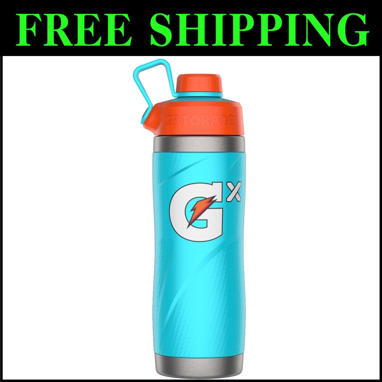 Durable 32oz Gx Stainless Steel Bottle - Vibrant Neon Blue for Active Lifestyles