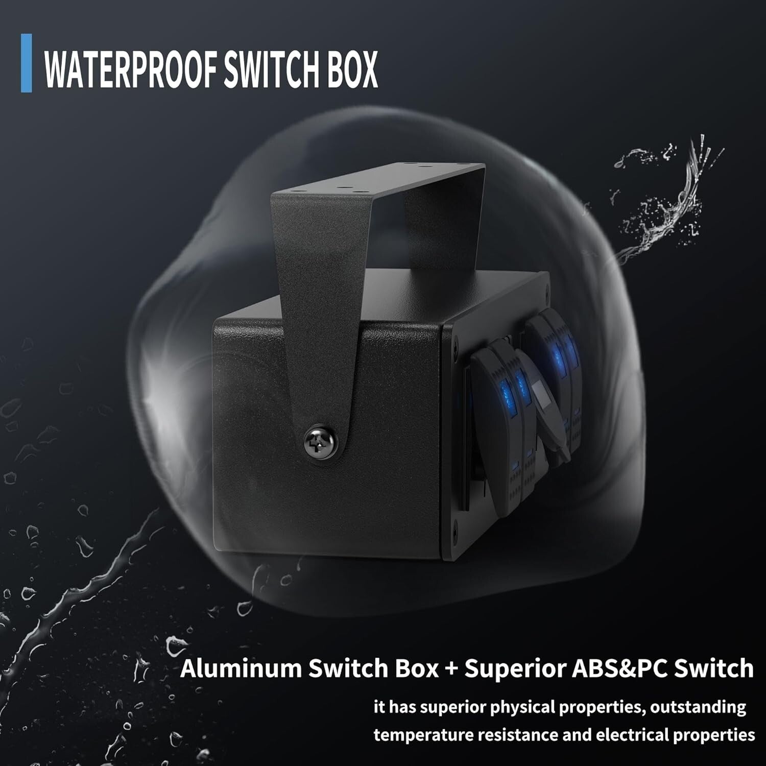 Durable Marine 4 Gang Switch Box with Built-in LED Voltmeter & Adjustable Mount