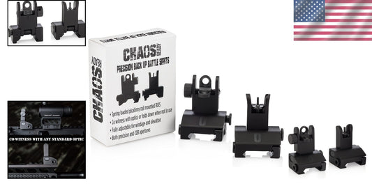 Low Profile Tactical Iron Sights - Spring Loaded for Universal Picatinny Rails