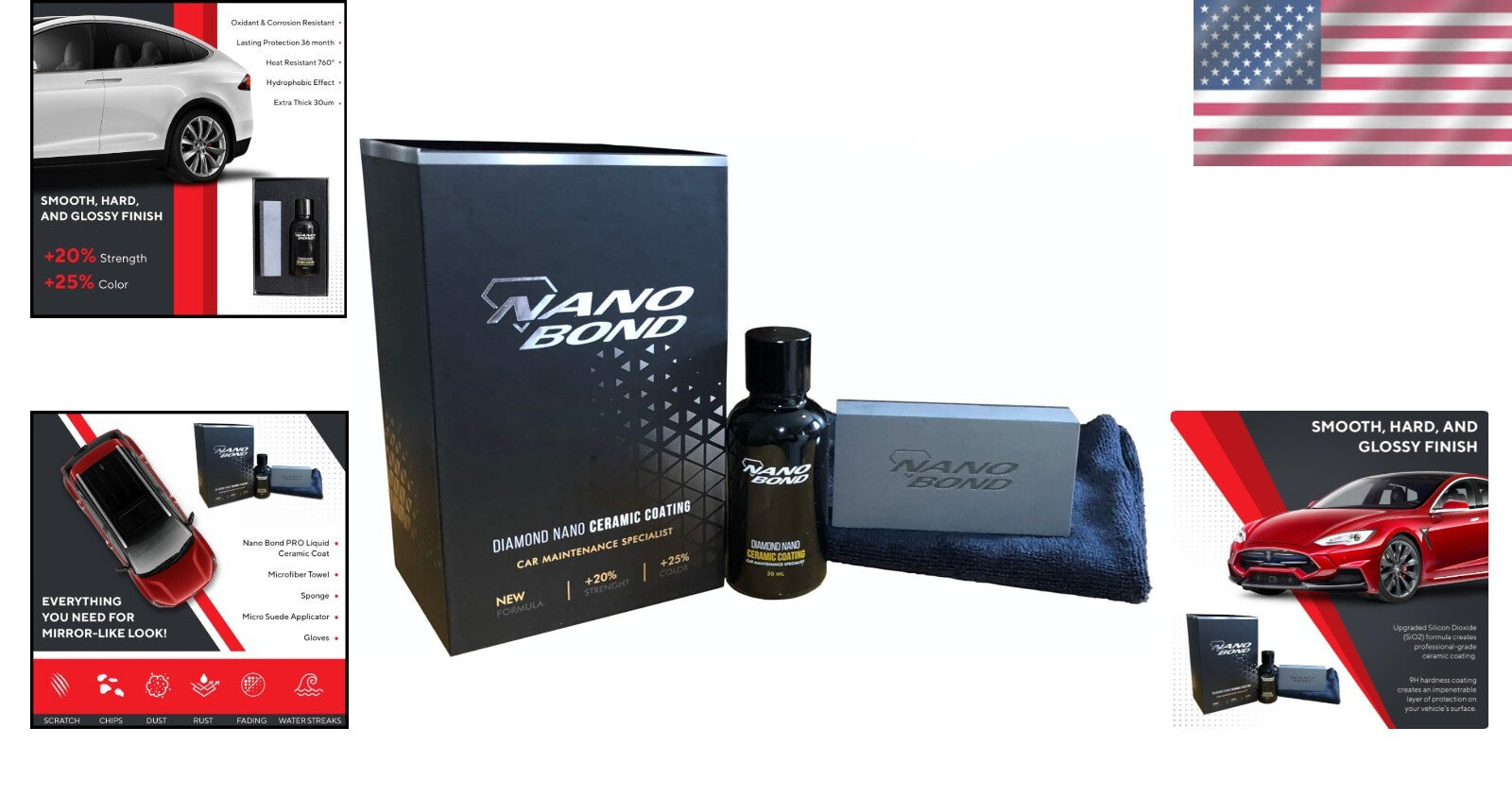 Hydrophobic 9H PRO Ceramic Coating Kit - Long-lasting High Gloss Automotive Care