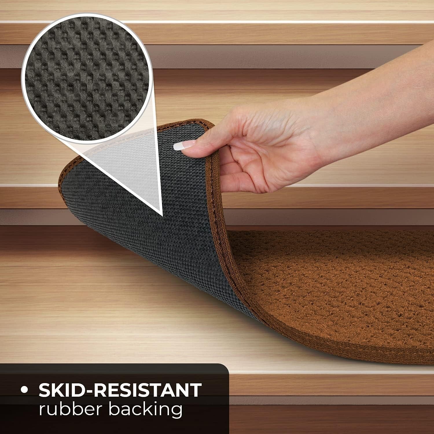 Comfort & Safety: Set of 15 Non-Slip Toffee Brown Carpet Treads - 8" x 27"