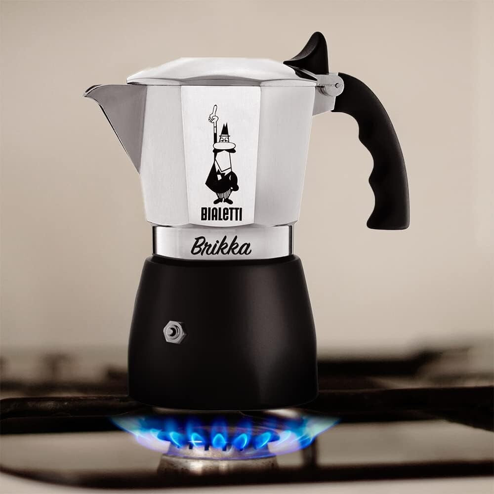 4-Cup Bialetti Brikka Moka Pot: Durable Aluminum Stovetop Espresso Maker