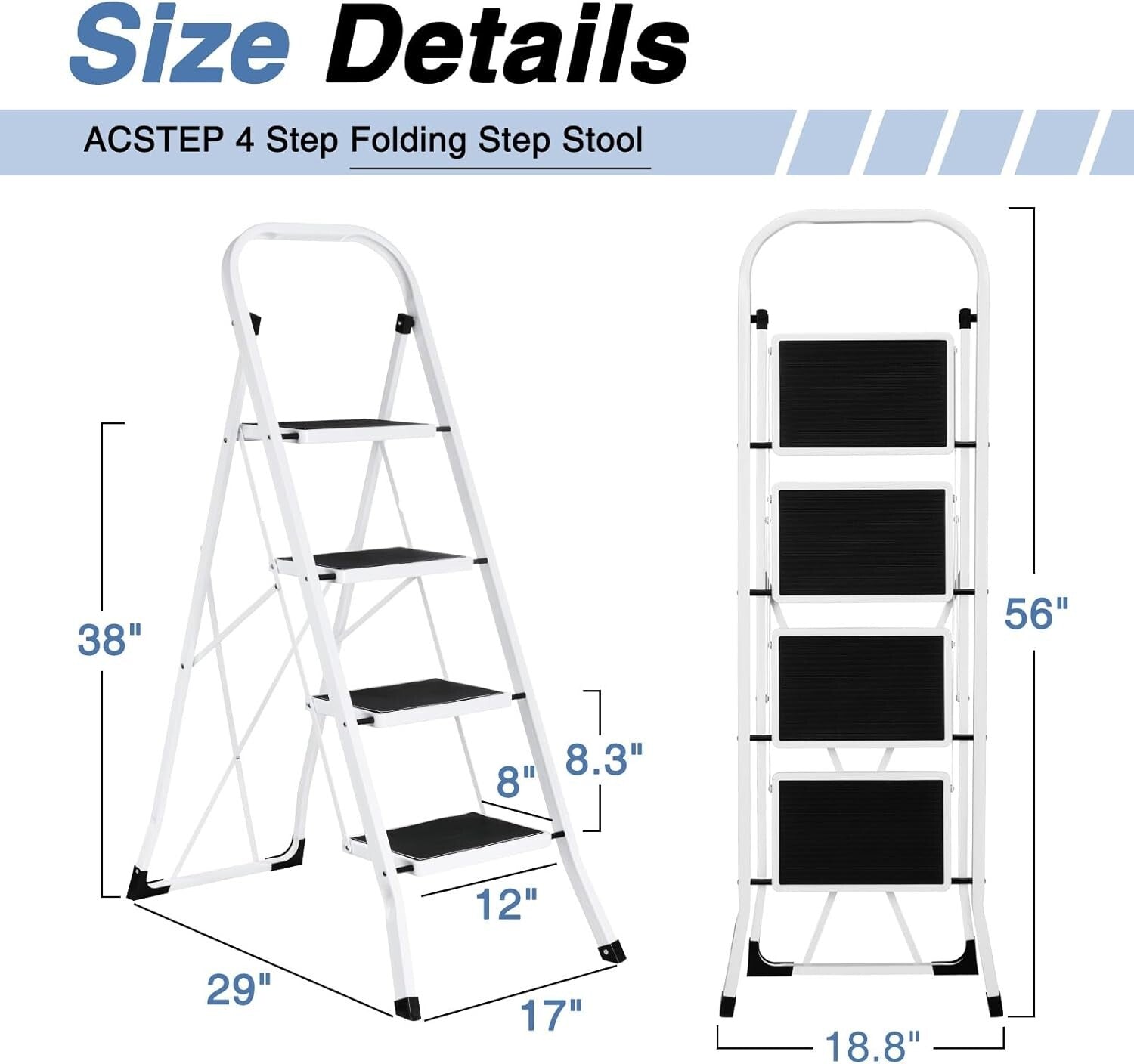 Ultra-Portable 4-Step Step Stool with Safety Handrails – Perfect for All Tasks