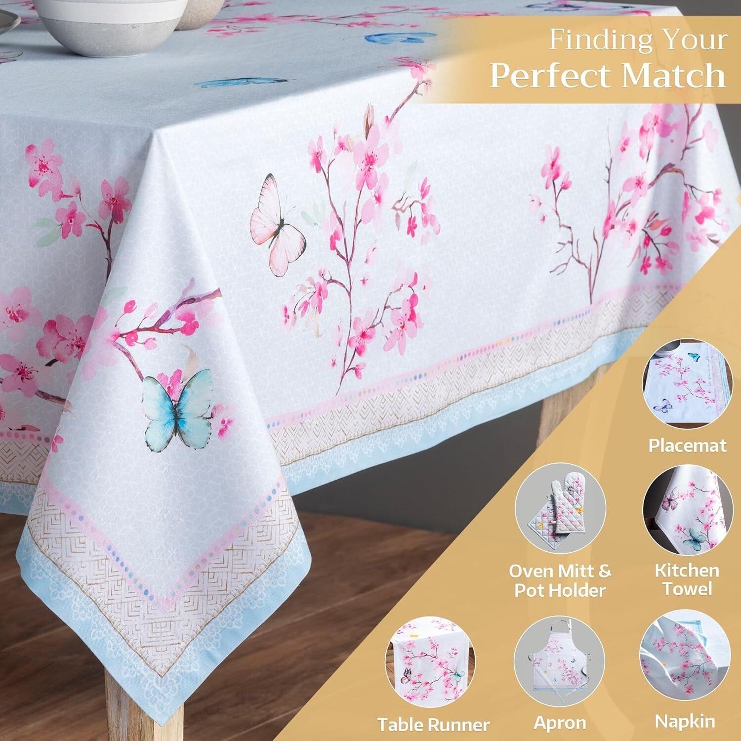 Durable Watercolor Design Tablecloth - Cotton 108" x 60" for Weddings & Parties